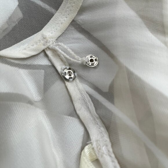 White House Black Market Sm. Shiny White Silk Blouse with Detachable Camisole - Picture 6 of 9